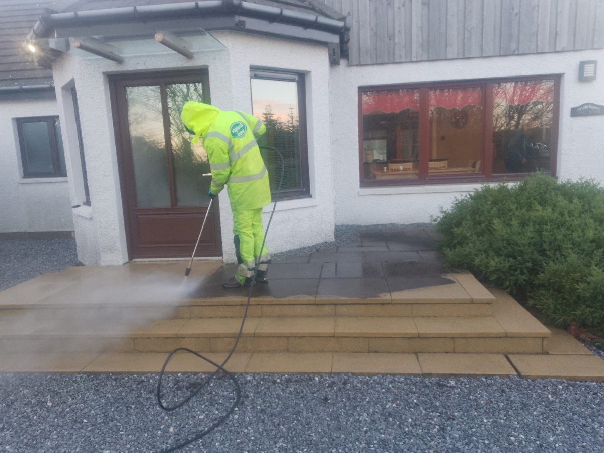 Pressuer washing service in front of home in Elgin, Scotland
